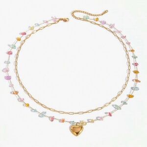 Boho crystal necklace N613